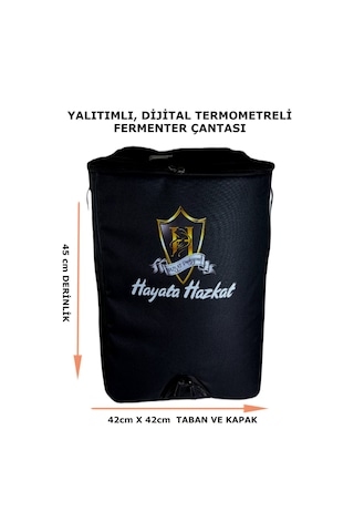 Hazkat Fermenter Soğutma Çantası Termometre Hediyeli Siyah
