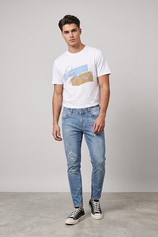 Erkek Skinny Fermuarlı Paça Detaylı Jean Açık Mavi 001