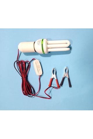 12 Volt Akü İle Yanan Yüksek Işıklı Maşalı Aydınlatma Sistemi Işıldak 3metre Boyunda Uzatma Kablolu