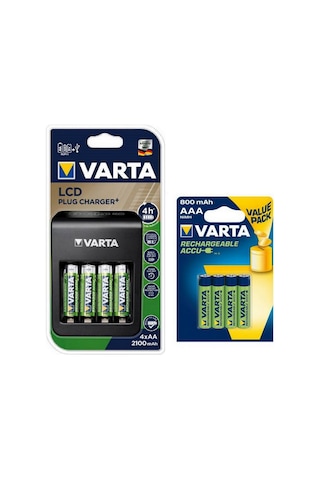 Varta Lcd Plug Şarj Cihazı 4*2100 Aa 4*800 Aaa Şarjlı Pil