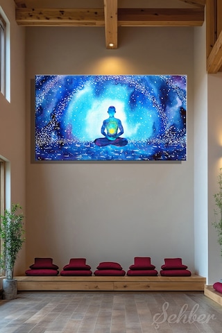 Kanvas Tablo Yatay Tekli Yogo Meditasyon Ruh Sağlığı Ruhsal Şifa Soyut İllüstrasyon 2879
