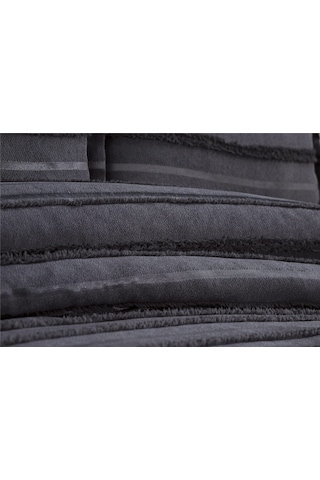 Şam 3 Parça Çift Kişilik Yatak Örtüsü Antrasit