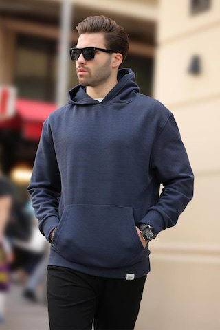 Madmext Lacivert Kapüşonlu Cep Detaylı Sweatshirt 7095 Lacivert