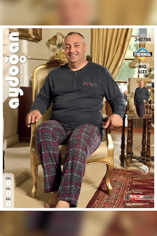 Aydoğan Erkek Emir Büyük Beden Kışlık Antrasit Pijama Takım 0786 Antrasit