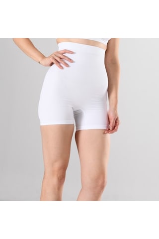 Nacar Store Kadın 1 Beden Küçülten Yüksek Bel Boxer Slikonlu Beyaz Renk Dikişsiz Korse