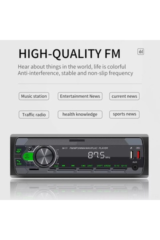 Ximistore9 12v Araba Mp3 Çalar: Bluetooth免提, Fm Radyo, Renkli Işık, Usb/tf Destekli Oto Ses Sistemi M-11