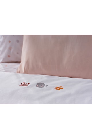 Nakışlı Bebek Nevresim Takımı Akvaryum Bebek - Somon