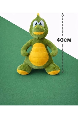 Şirin Dino Peluş 40 Cm Sevimli Ve Konforlu Uyku Yastığı Ve Sarılma Arkadaşı Dekoratif Oyuncak Yeşil