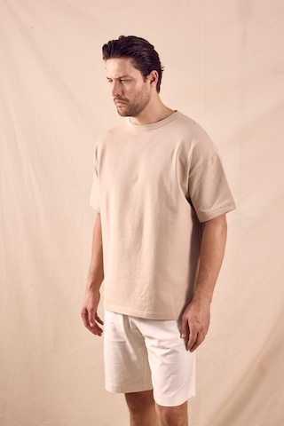 Tonny Black Rahat Kalıp Oversize Kesim T-shirt Erkek Bej T-shirt Tbtshrt020