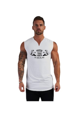 Kırmızı Erkek Yelek Yaz İnce Pamuklu V Yaka Kolsuz Atlet Bol Büyük Beden Yarış Spor Fitness Yelek Kırmızı