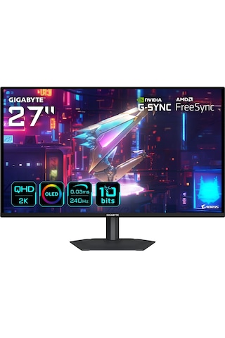 Gıgabyte Go27q24a 27" 240hz 0.03ms 2k G-sync Hdr10 Qhd Qd-oled Pivot Gaming Oyuncu Monitör