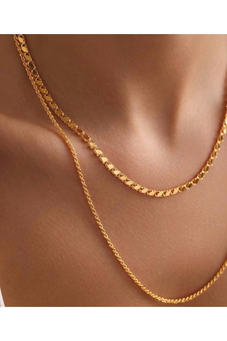 Bayar Gold 14 Ayar Altın Halep Halat Kombin Zincir Kolye