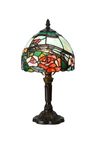 Bieye Gül Motif Tiffany Model Abajur, El Işleme, Cam