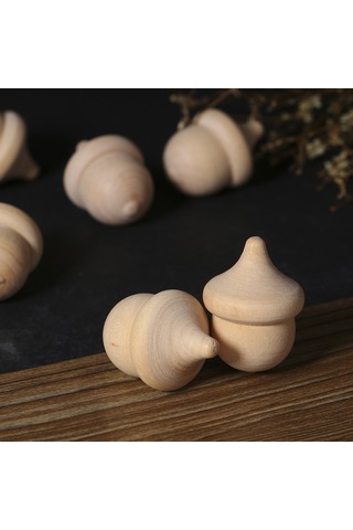 Qingmipy 10 Adet Meşe Palamudu Şekilli Ahşap Bebekler - Dıy Boyama Ve Dekorasyon İçin El Yapımı Ev Ve Parti Süsleri Diğer