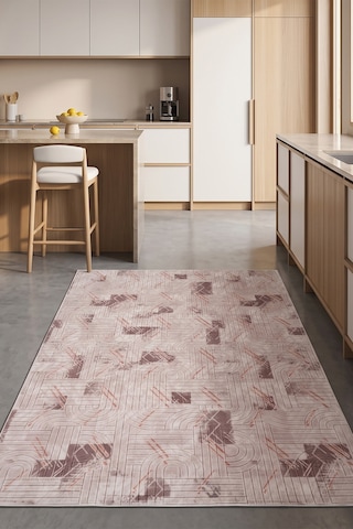 Villadia Home Textile Modern Desen Baskılı Dekoratif Kaymaz Taban Yıkanabilir Halı Yolluk Elit Şık Salon Oturma Odası Mutfak Koridor Antre Yatak Odası Halısı Yolluk Vd4050vizon