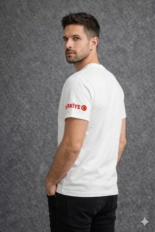 Erkek Türkiye Ay Yıldız Baskılı 10 Numara Forma Tişört Taraftar T-shirt - Beyaz