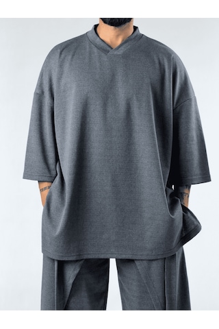 Cocopelli Oversize Tasarım Gri Erkek Sweat Coc3388