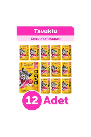 Bado Yavru Yaş Kedi Maması Tavuk Etli 85gr 12'li
