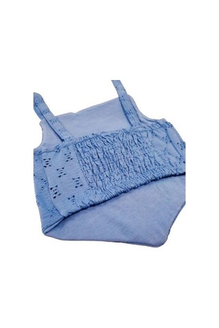 Fistolu Kız Çocuk Crop Mavı Mavi