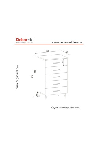 Dekorister Cemre 5 Çekmeceli Şifonyer Beyaz-Ceviz