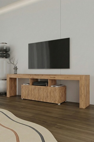 Loki 2 Kapaklı Raflı Tv Ünitesi 180 Cm Atlantik Çam Atlantik Çam