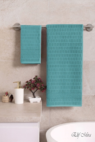 Banyo Havlu Seti %100 Pamuk 2 Parça 50 90 + 90 150 Cm Soft Comfort Yeşil