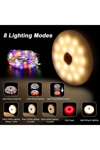Willowhaven Outdoor Su Geceirmez Taşınabilir Katlanabilir String Işık Warm White 42ft 8 Aydınlatma Modu