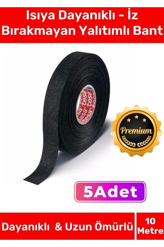 Deluxe Isıya Dayanıklı Aşınma Direnci Kalıntı Bırakmayan Alev Geciktirici 10mt Yalıtım Bant 5 Adet