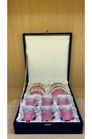 Güral Porselen El Dekoru 6 Kişilik Türk Kahve Fincan Takımı