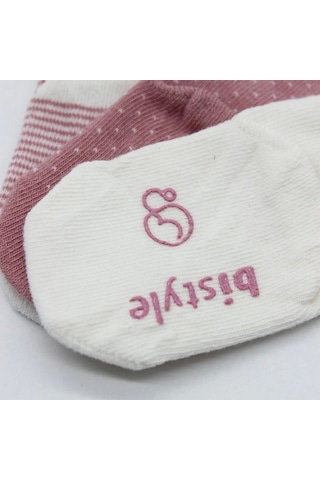 Bistyle Puanlı Kaymaz Penye Soket Çorap 3'lü Bs10108 Pudra Pudra