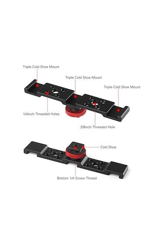 Novahub 3 Lü Soğuk Ayakkabı Montajı - Mikrofon Ve Led Işık Destek Braketi