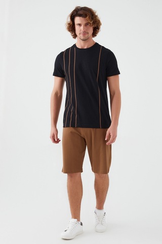 Arnetta Vertical Stripes Siyah Erkek Bermuda Takım 001