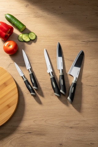 Bernardo Titan 5 Parça Bıçak Seti Gümüş - Siyah