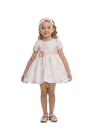 Pamina Kids Kız Bebek Kurdele Motifli Ve Çiçekli Saç Bandı Detaylı Doğum Günü - Partielbisesi 6-24 Ay 36171pr-pembe-2435 Pembe