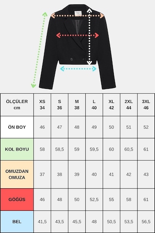 Saade Koyu Lacivert Kadın Regular Fit Kruvaze Kapama Dokuma Crop Blazer Ceket -şık & Spor