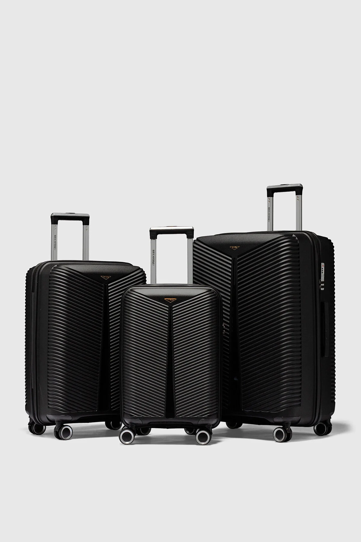 My-pp Bilbao Tekerlekli Kırılmaz Valiz 3'lü Set Bavul Siyah Siyah