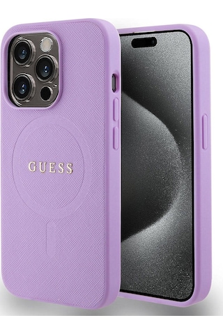 Apple Uyumlu iPhone 15 Pro Kılıf Guess Lisanslı Magsafe Şarj Özellikli Yazı Logolu