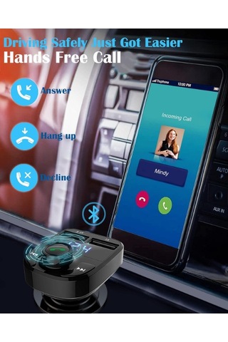 Büro Ev Ofis Arabası İçin Araç İçi Qc 3.1a Usb Pd /tf Fm Transmitter