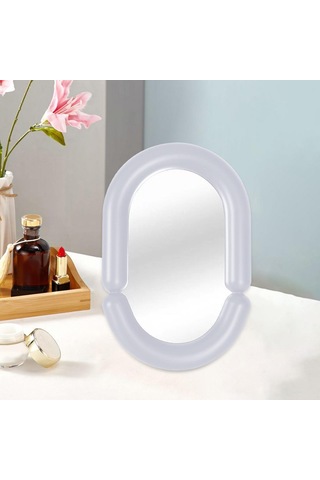 Homyl Düzensiz Makyaj Aynası Masa Üstü Aynası, Çok Yönlü Oval Şekil Beyaz