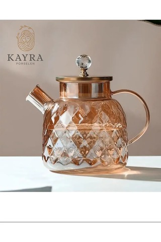 Jenerik Kabartmalı Borosilikat Cam Demlik 1000ml Royaleks-cm-2006 Çok Renkli