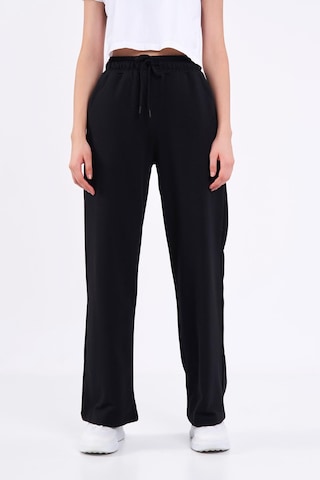 Kadın Mevsimlik Salaş Geniş Rahat Paça Yan Cepli Siyah Eşofman Altı Antrasit