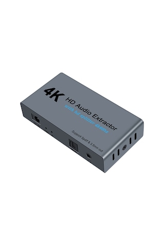 Geeksen E12 4k 60hz Hd Video Dağıtıcı Ve Ses Ayırıcı 2'li 1 - 3.5mm Aux Ve Spdıf Çıkışı, Plug & Play Gri