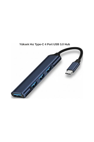 Type C To 4 Port Usb 3.0 Hub Otg Çoğaltıcı Çoklayıcı Adaptör Yeni Model Laptop Uyumlu