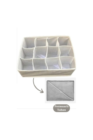 Onikiden 12 Bölmeli Çekmece İçi Düzenleyici, Çok Amaçlı Takı Çorap Kravat Eşarp Organizer Kutu Gri