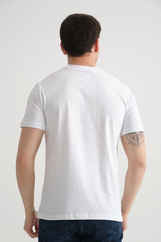 Shooter Sportwear Shooter Erkek Pamuklu Esnek T-shirt Standart Kalıp Minimal Logolu Beyaz