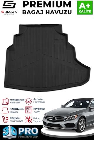 S-dizayn Mercedes C200 W205 3d Pro Bagaj Havuzu 2014-2021 A+ Kalite