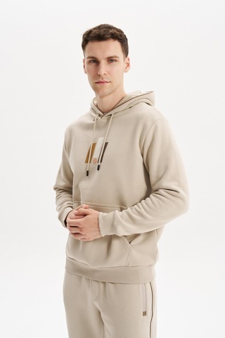 AR-MA Arma Erkek Kapüşonlu Sweatshirt Kanguru Cepli, 3 İplik Şardonlu, Regular Fit, %70 Pamuk %30 Polyester K30254628502 Bej