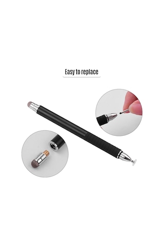 Singree 2si 1 Arada Hassas İletken Başlık Disk Uçlu Evrensel Dokunmatik Kalem Tüm Telefon Tabletler İçin Siyah 2li Paket