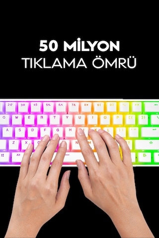 Rampage KB-R135 Parvus Red Switch Type-c Bağlantılı RGB Puding Tuşlu Oyuncu Klavyesi