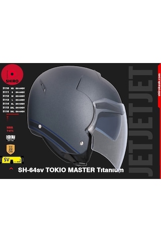 Shiro Jet&Ofc Tokio Maste Motosiklet Kaskı Titanium